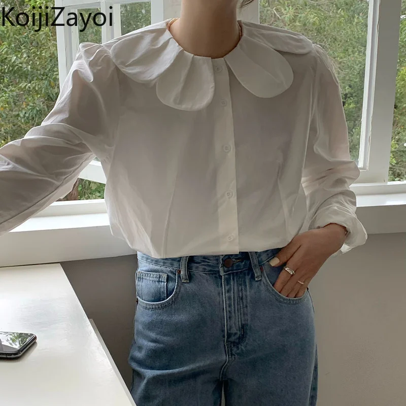 

Koijizayoi Women Korean White Shirt Long Sleeves Fashion Daily Blouse Lady Students Outwear Blusas Spring Autumn 2022 Dropship