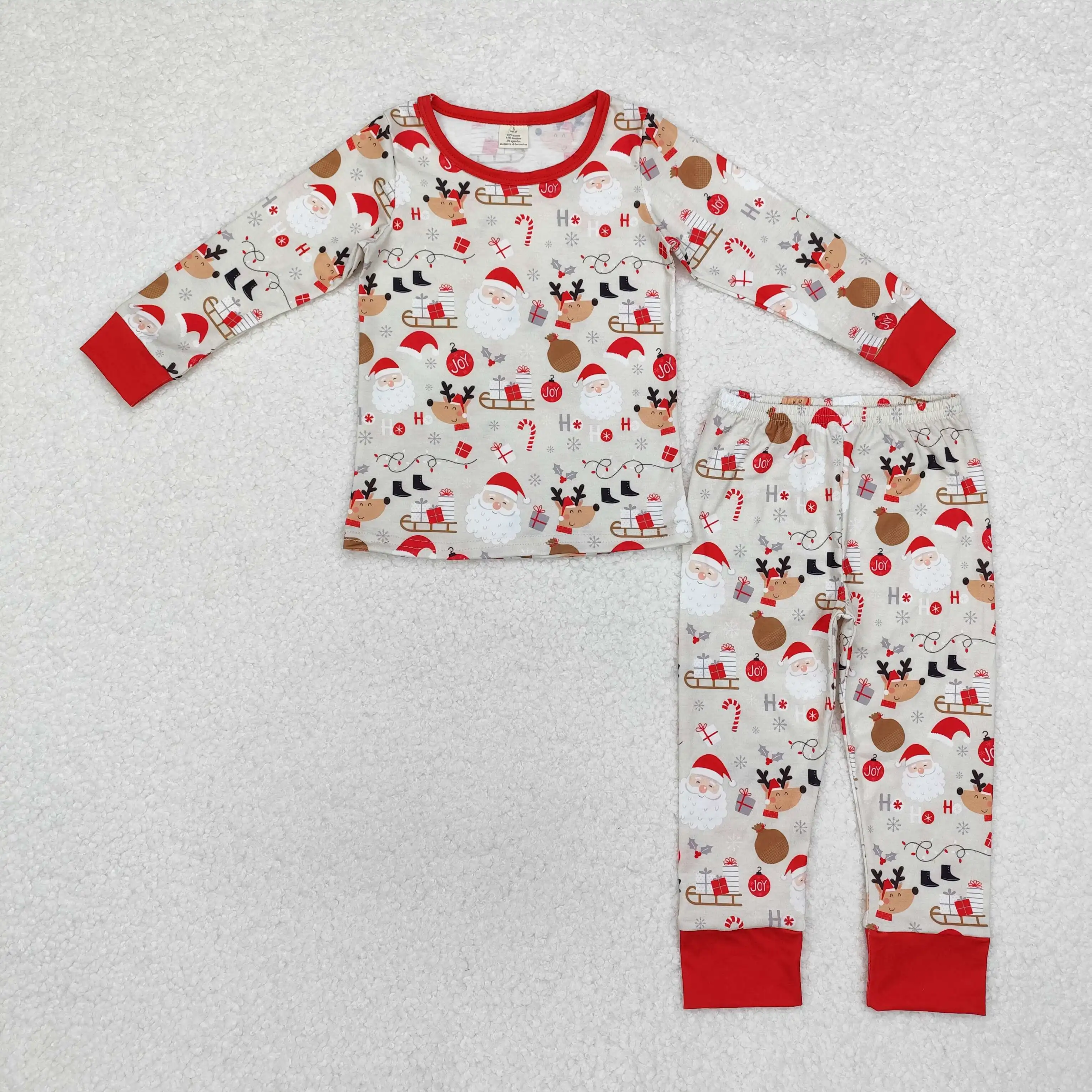 NEW rts baby fashion christmas boys pajama set wholesale boutique santa claus pattern festive boy bamboo sleepwear