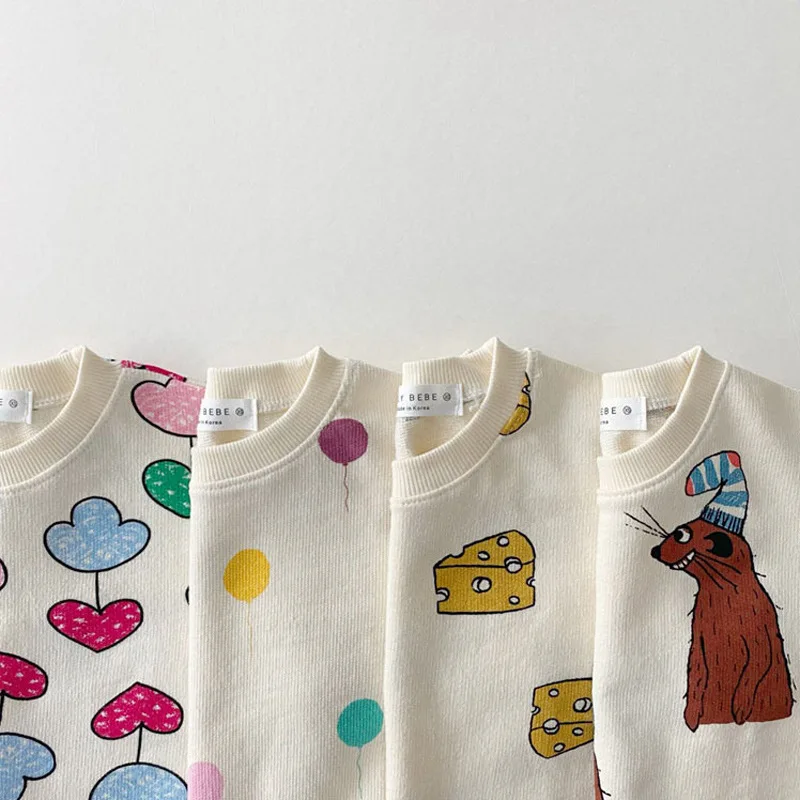 New Kids Baby Cute Balloon Print Clothing Sets Girls Boys Cotton Short Sleeve Sweatshirts Set Children Sport Shorts Suit