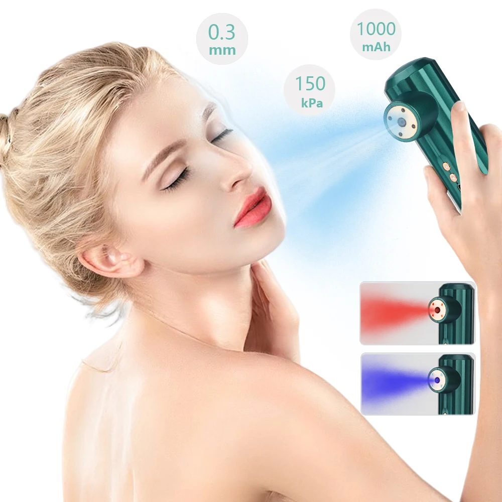 

Mini LED Red Blue Light Oxygen Injection 150Kpa 0.3mm Nano Mist Sprayer Deep Hydrating Face Humidifier Skin Hydrating Instrument