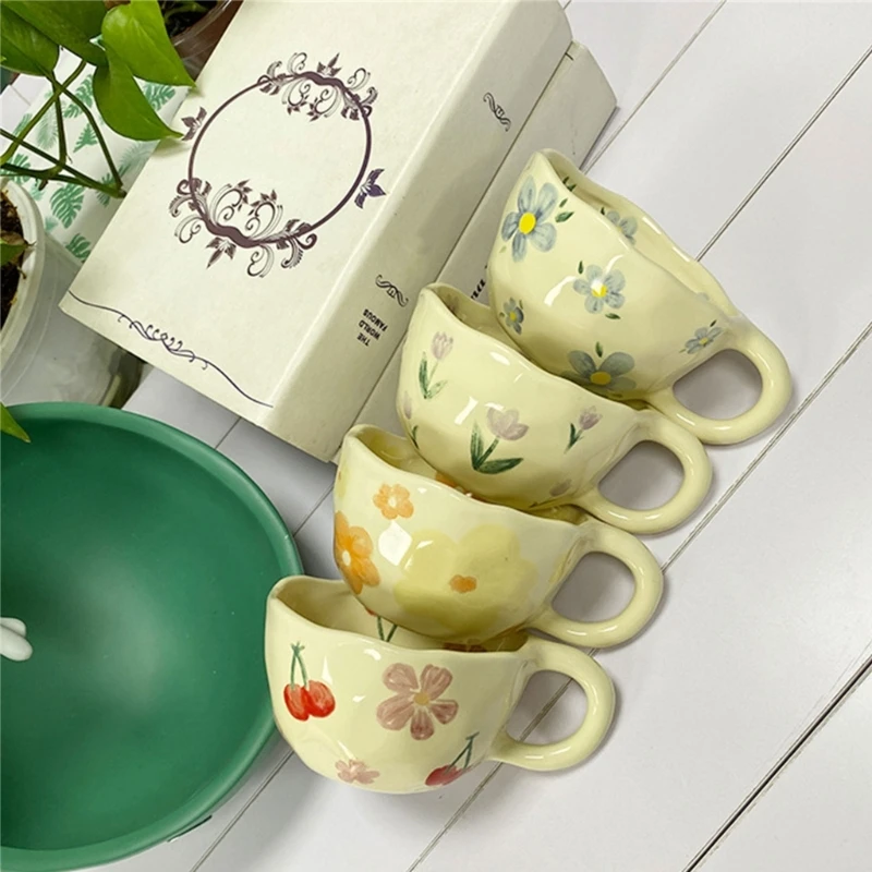 Нерегулярные цветочные кружки зажатые вручную чашки для питья подарок любителей
