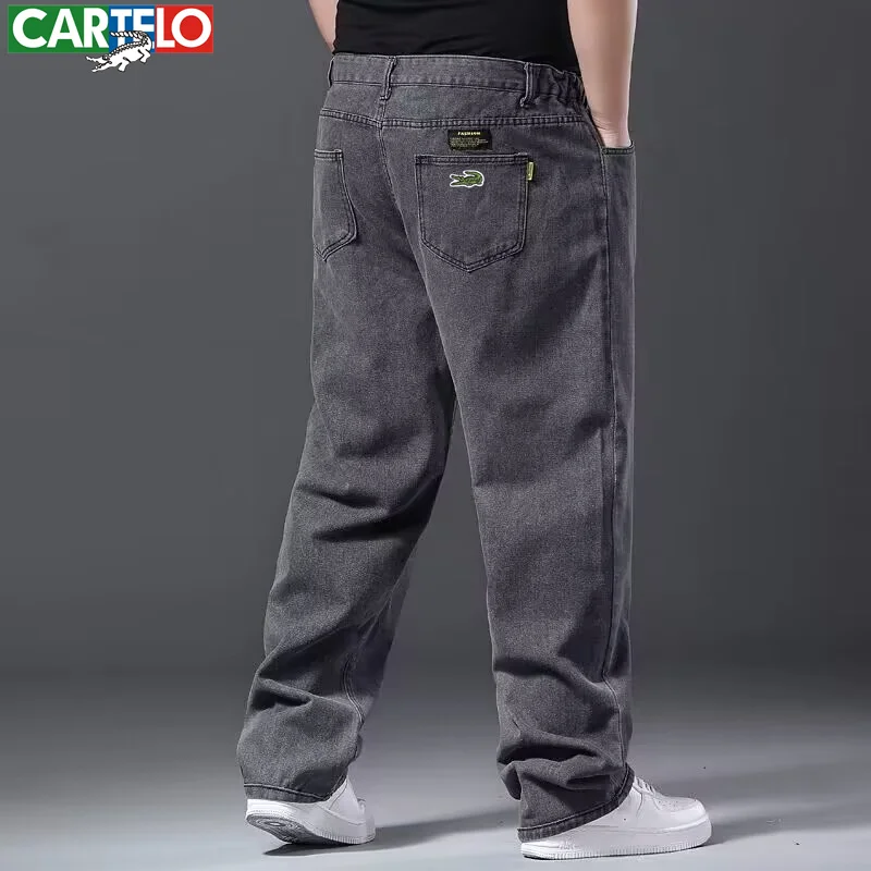Spring and Autumn Fashion CARTELO Brand New Men's Jeans Large Black Blue Loose Large Jeans Casual Fat Oversized Workwear Pants