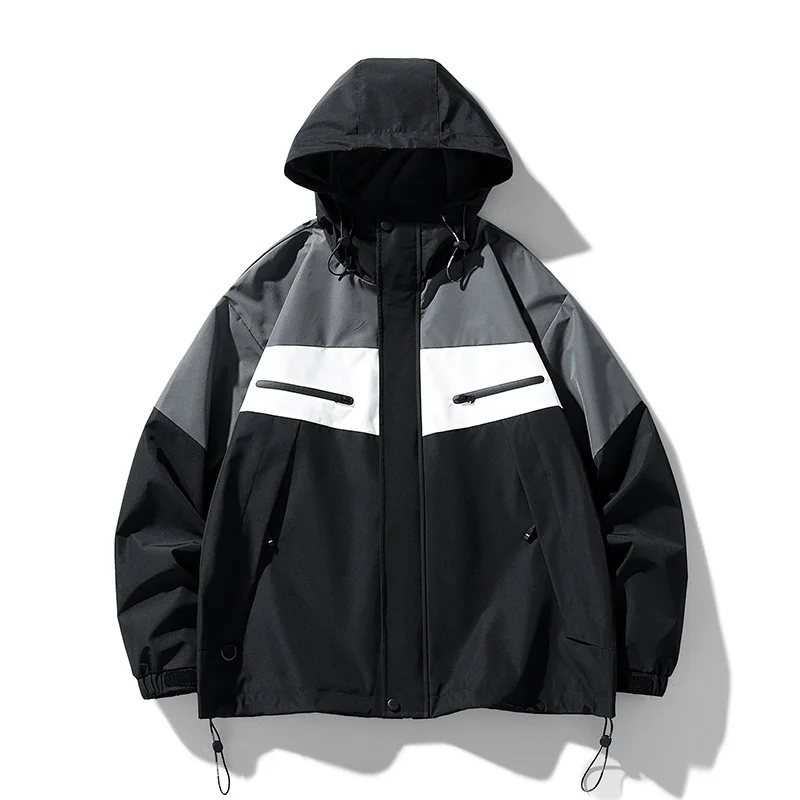 Мужская Длинная ветровка в Корейском стиле повседневная черная большого размера
