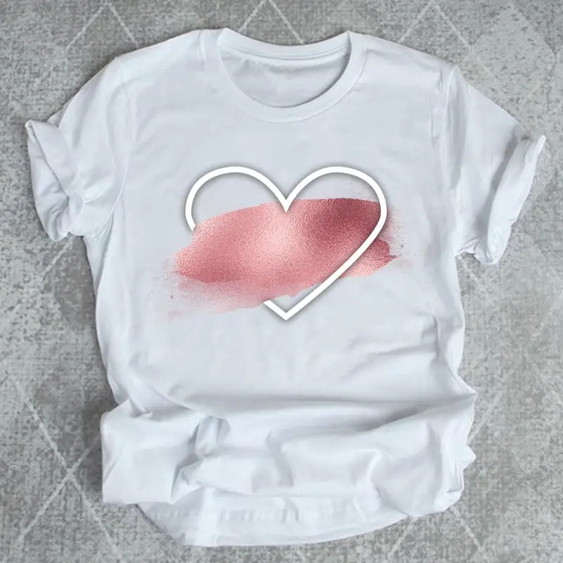 

Women Print Fashion Summer T-shirts Shirt Female Graphic T Top Love Heart New 90s Aesthetic Short Sleeve Cartoon Tee T-Shirt