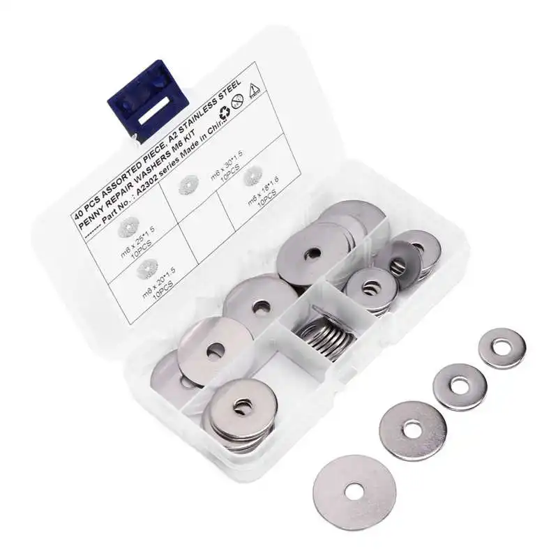 

Mudguard Washer Assortment Kit 4 Sizes Penny Repair Washer for Ships for Household for Cars