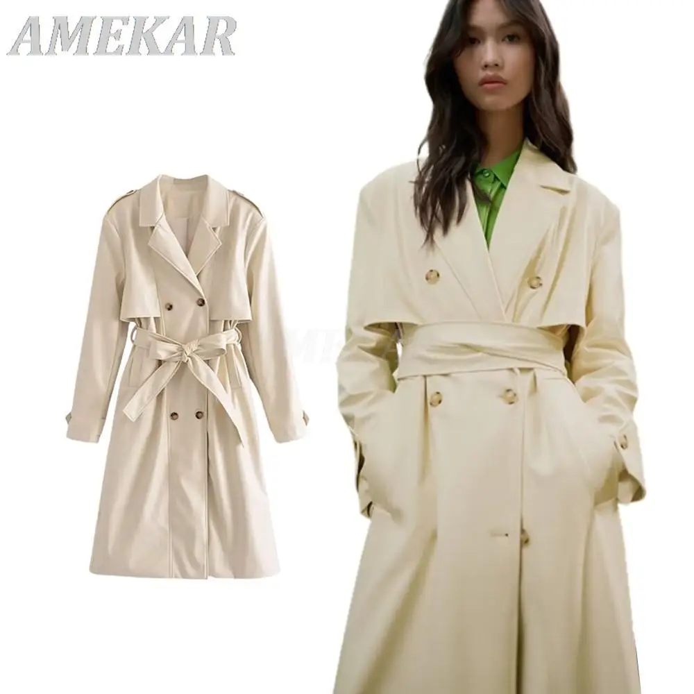 Рисунок 2 - Женский Повседневный Тренч из искусственной кожи