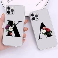 nitial letter fashion letter transparent soft silicone phone case for iphone 11 pro max 11 pro 7 8 plus 6s xs max xr back cover