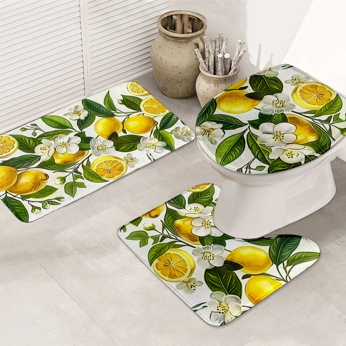 

Набор ковриков для ванной из замши с лимонным узором 3 предмета