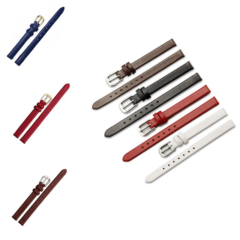 DIY Leather Watch Strap 6mm/8mm/10mm/12mm/14mm/15mm/16mm/17mm Men Women Adjustable Watchbands Multicolor Bracelet High Quality