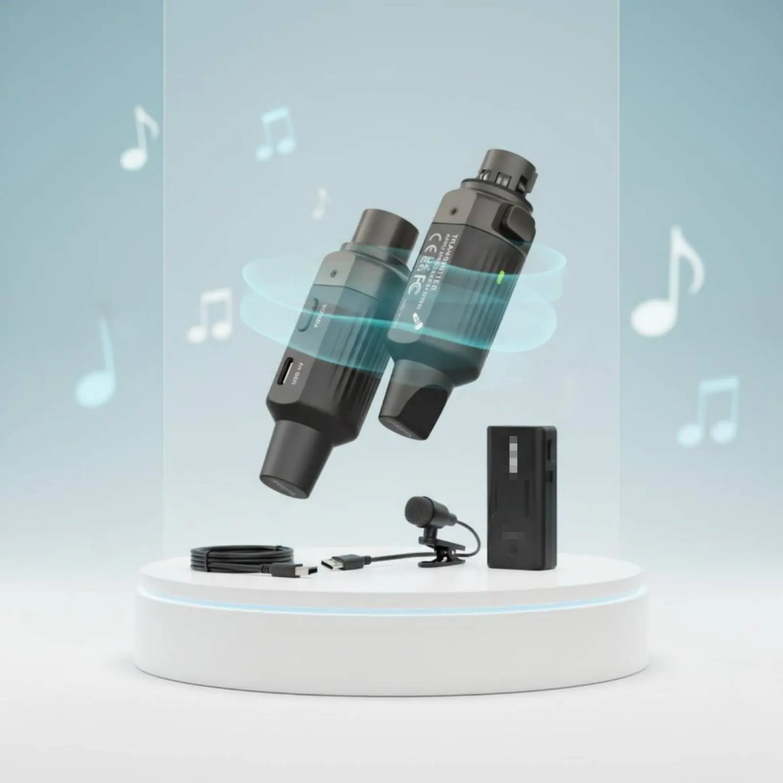 Фото Комплект из 2 беспроводных XLR-передатчиков: стабильная передача, беспроводная аудиосистема, устройство для подключения XLR-входа, приемник, Plug and Play №5