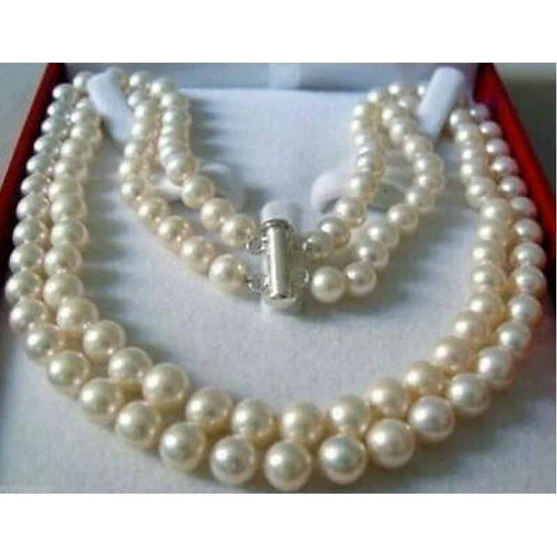 

Double Strand 7-8mm Akoya Saltwater Pearl Nelace 17-18 inches