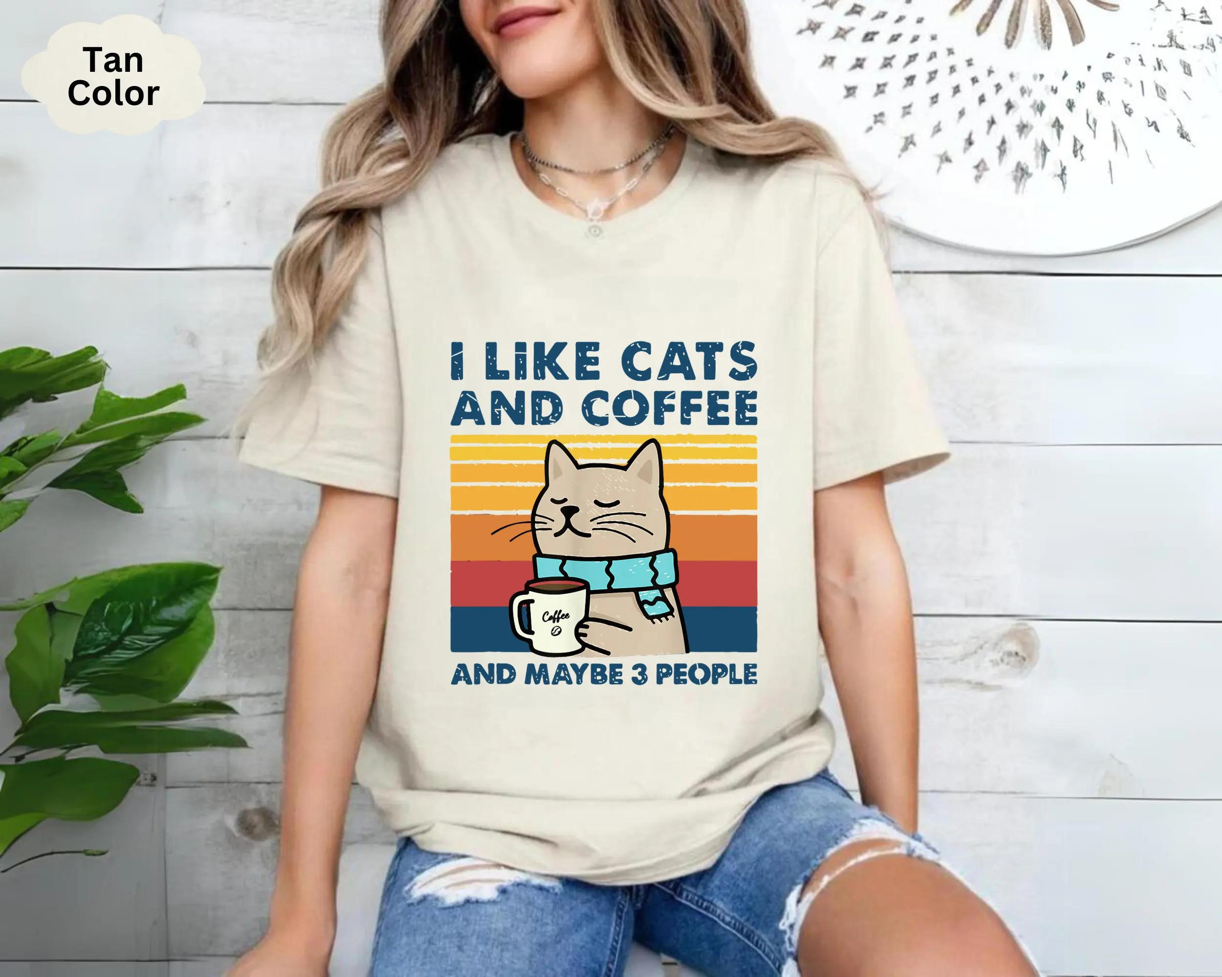 Футболка I Like Cats And Coffee Maybe 3 People забавная футболка CaT Lover винтажная ретро-винтажная