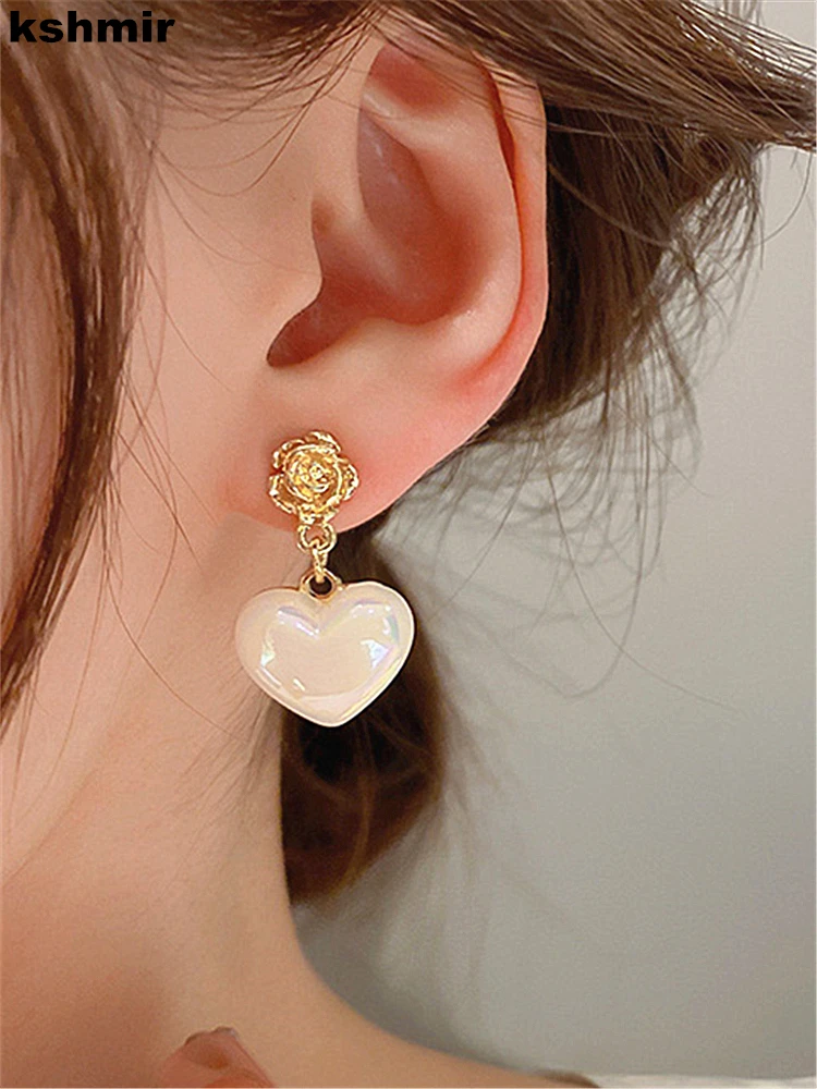 

heart-shaped earrings for women, new fashion and temperament, rose flower earrings for women, jewelry accessories and gifts