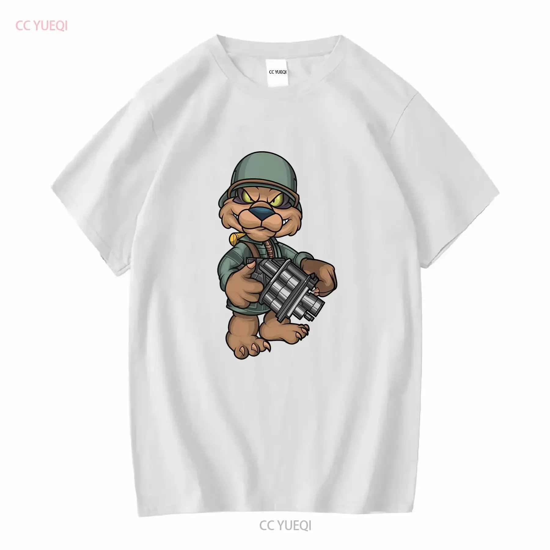 Фото Футболка унисекс Army Conker Bad Fur Day Teddy с пистолетом и короткими рукавами, винтажная стираная, слегка растянутая, унисекс, дышащая, повседневная №4