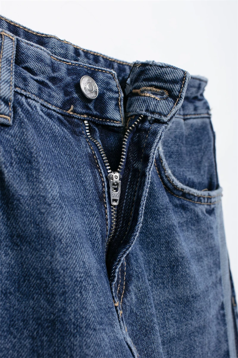 Женские Джинсы TRAF Широкие Брюки Свободный Крой Повседневные Джинсовые С