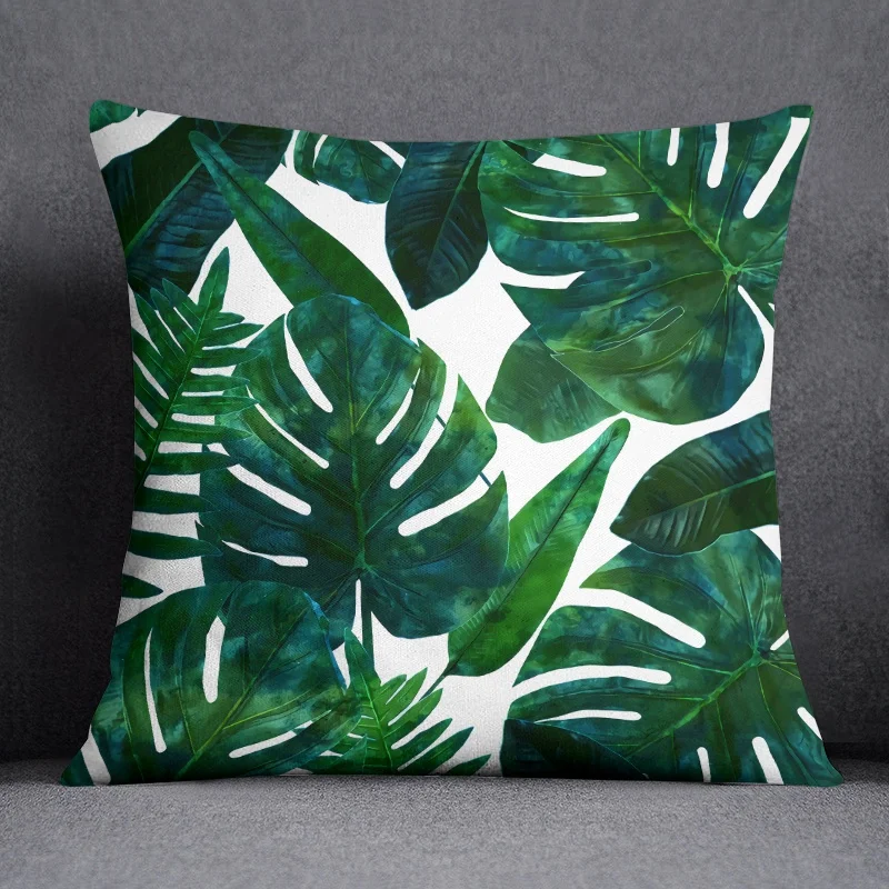 45x45cm Green Leaves Pillow Case Nordic Stripe Leaf Decorative Sofa Pillowcases Polyester Cushion Covers For Home Decor - купить по