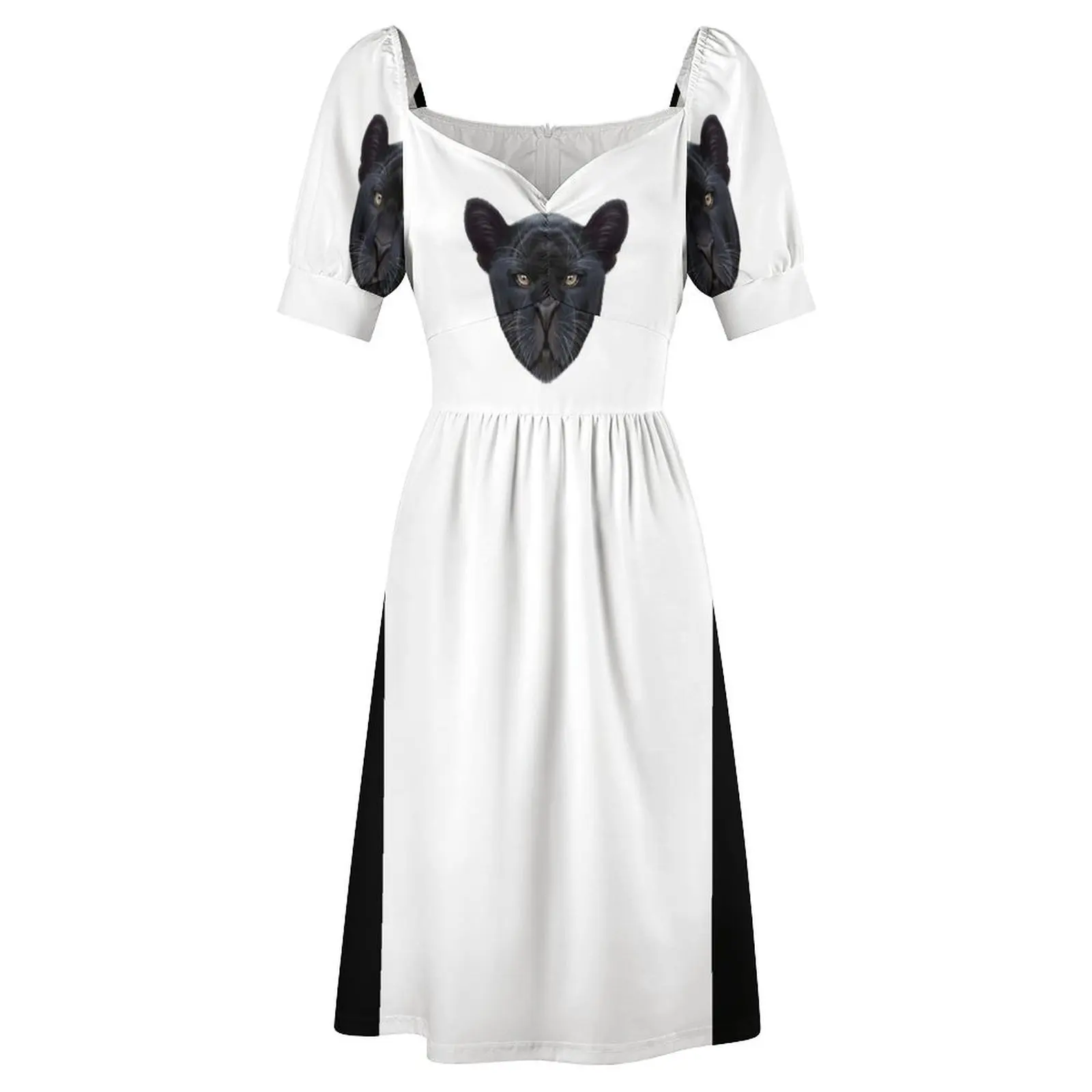 Платье из полиэстера с иллюстрированным портретом Черной Пантеры