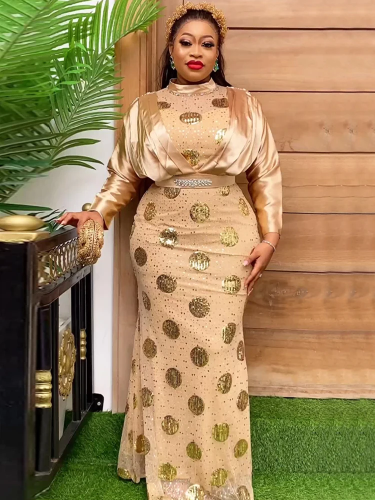 

2023 Autumn Winter Dresses For Women Wedding Party Prom Luxury Sequin Robe Dubai African Elegant Evening Gown Ladies Clothing