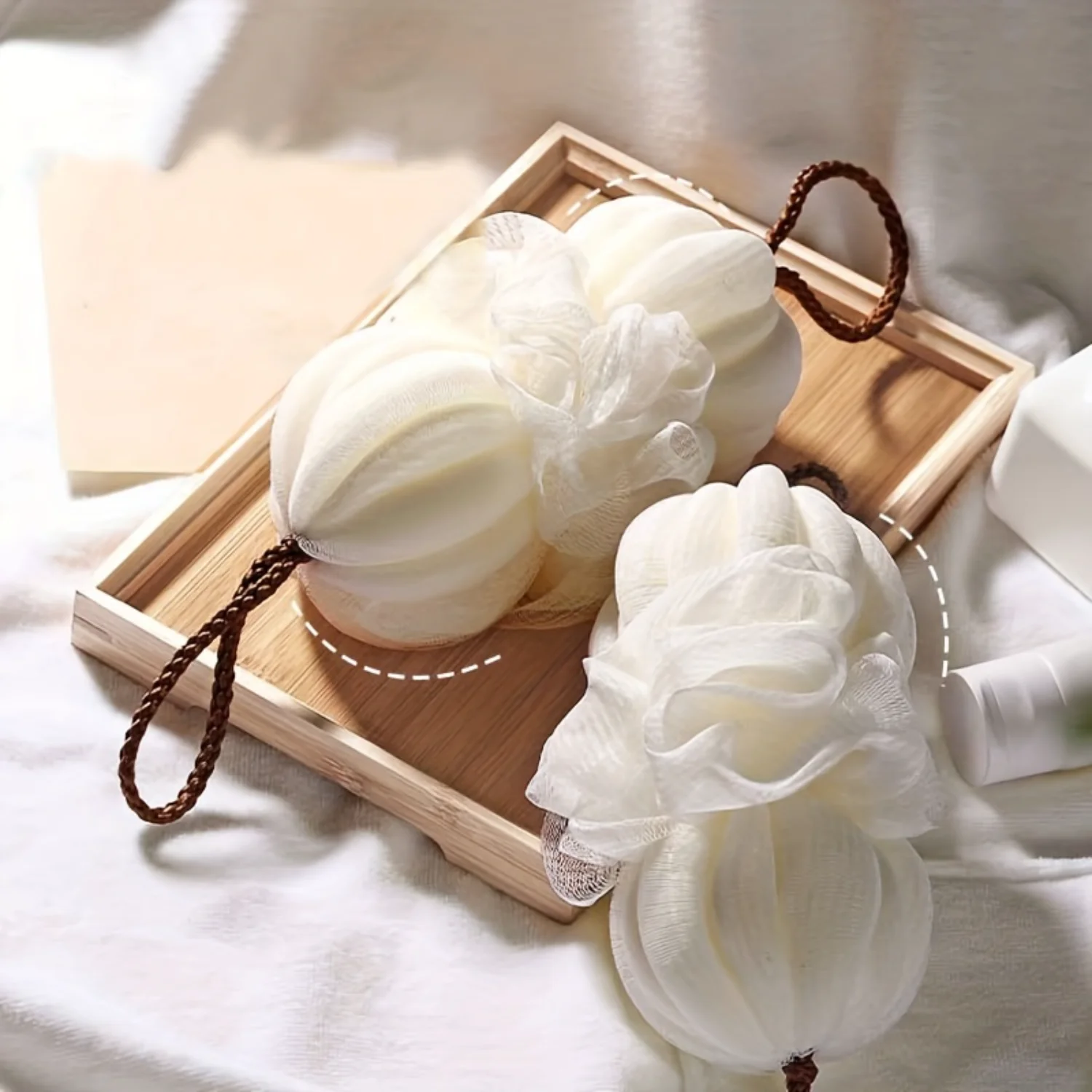 Сетчатый пуф из губки для душа отшелушивающее средство тела люфы с двойными