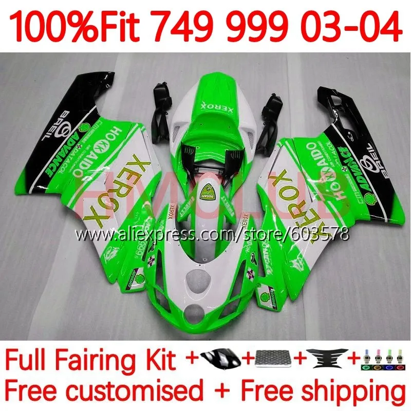 

OEM Body For DUCATI 749S 999S 749 999 S R 749R 999R 999 749 2003 2004 749-999 03 04 Injection Fairings kit 165No.70 green stock