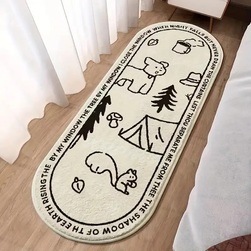 

Коврик для кровати с рисунком щенка, современный мягкий искусственный длинный рандомный коврик для гостиной, спальни, кабинета