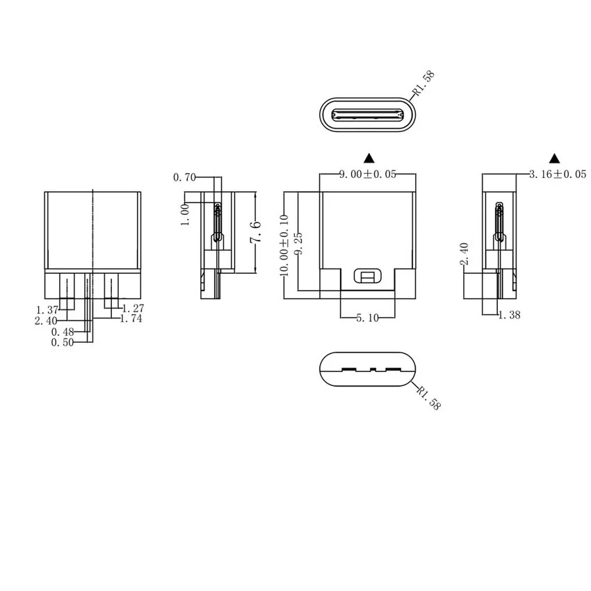 5-10 шт. разъём USB Type-C 3 1 2 контакта |