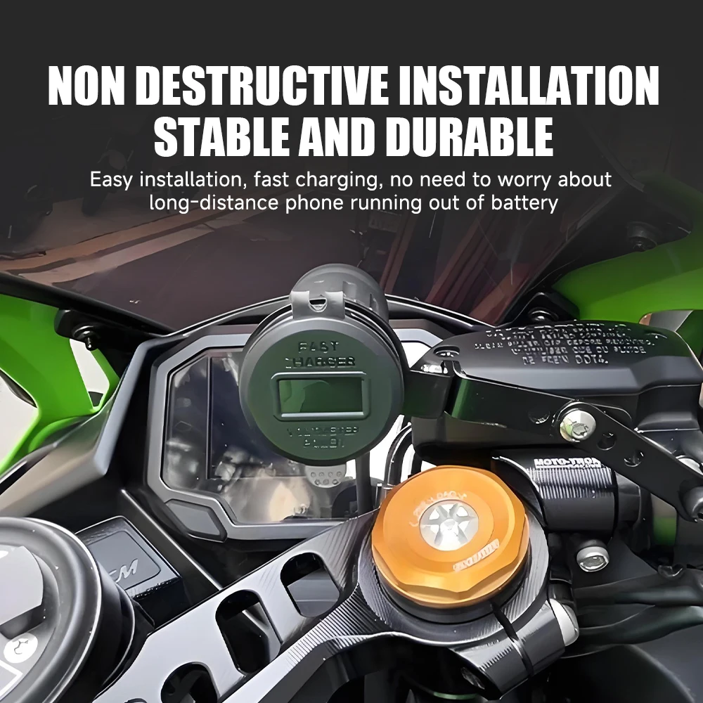 Фото Подходит для мотоцикла Vulcan S 650, QC3.0, USB, адаптер с двумя портами, разъем питания, быстрая зарядка телефона, водонепроницаемый, пластик, алюминий №2