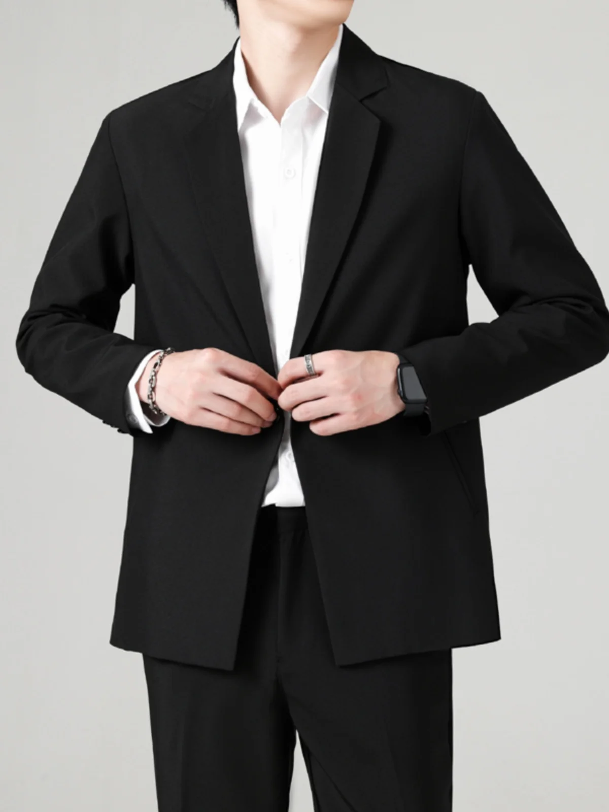 Spring and Autumn Men's Young Sle Casual Suit High-End Fashion Handsome Solid Top Drape Korean s