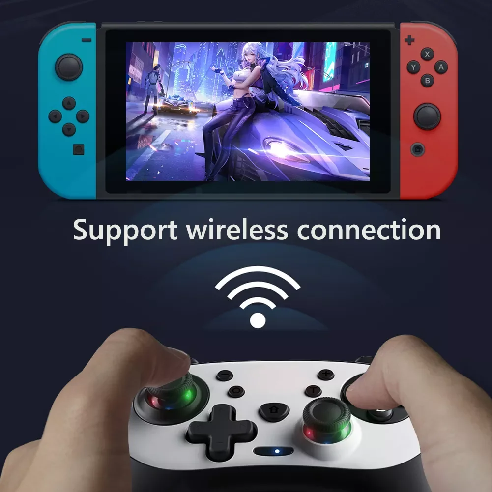

2023New Bluetooth- 5.0 Game Controllers Gamepads with Storage Bag Gamepad Joystick 6-Axis Gyro Turbo Vibration for Switch OLED