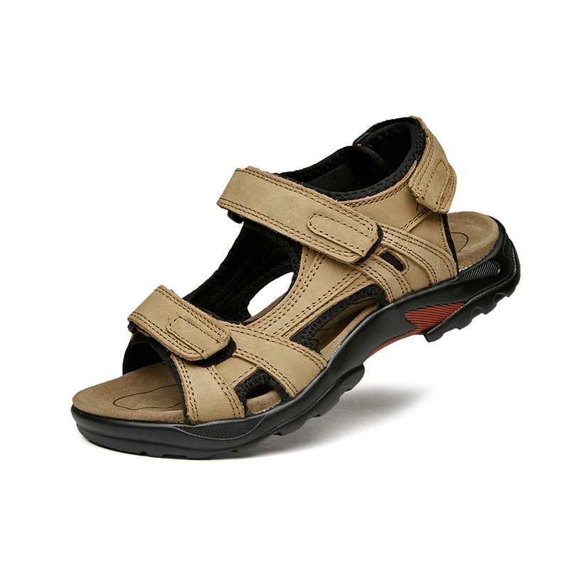 

New Summer Men High Quality Casual Beach Sandals Roman Leather Non-slip Water Slippers Soft Bottom Climbing Trekking Comfortable