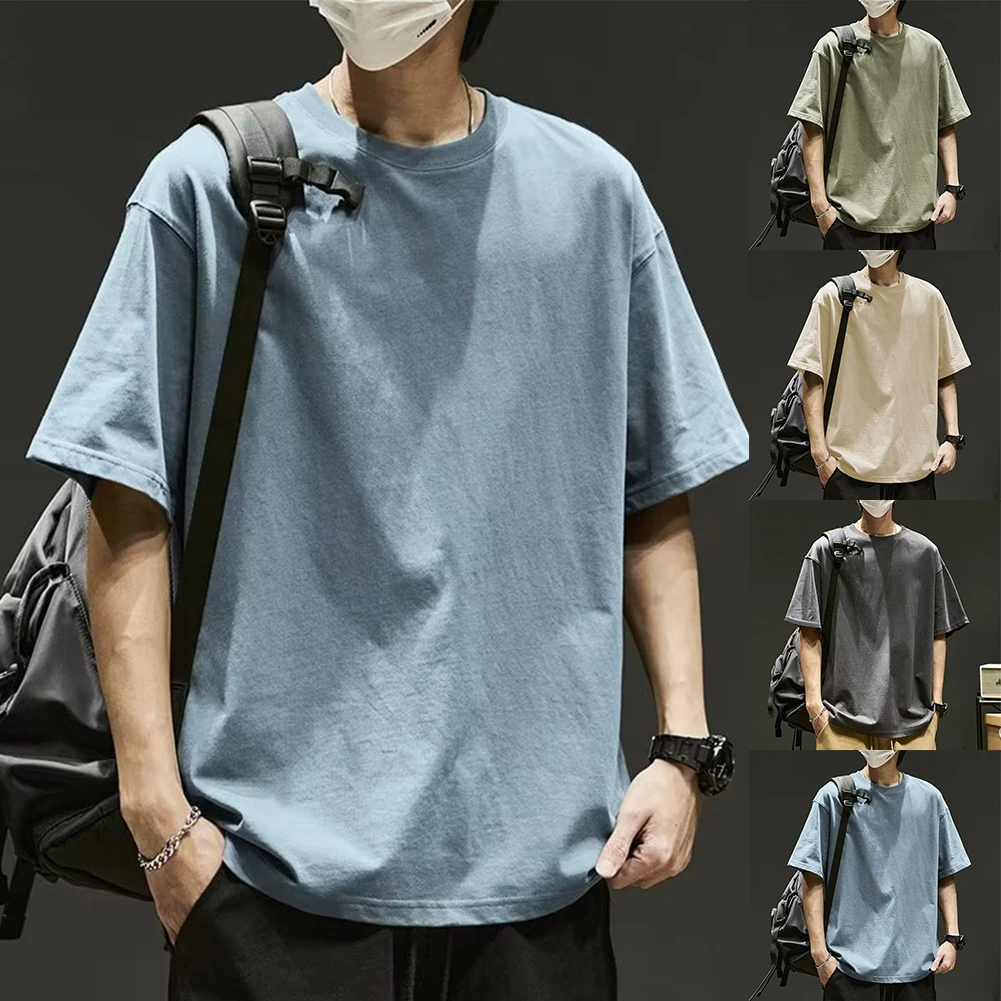 

Popular Men's T-Shirt Casual Crew Neck Tops Korean Style Loose Short Sleeve Comfortable Oversize Streetwear Hip-Hop Tee Shirt