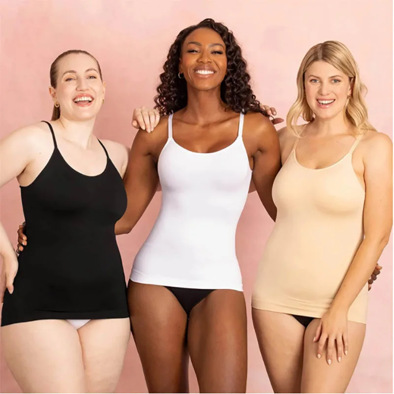 

All Day Every Day Scoop Neck Cami Adjustable Straps Seamless Camisole Comfort Female Body Control Shapers Scoop Neck Tanks