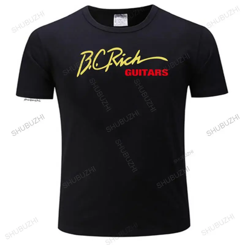 

Rich Guitars BC Rich Black Tee Men Cotton T-shirt Men Adult Slim Fit T Shirt cool Short Sleeve Mens male round neck teeshirts