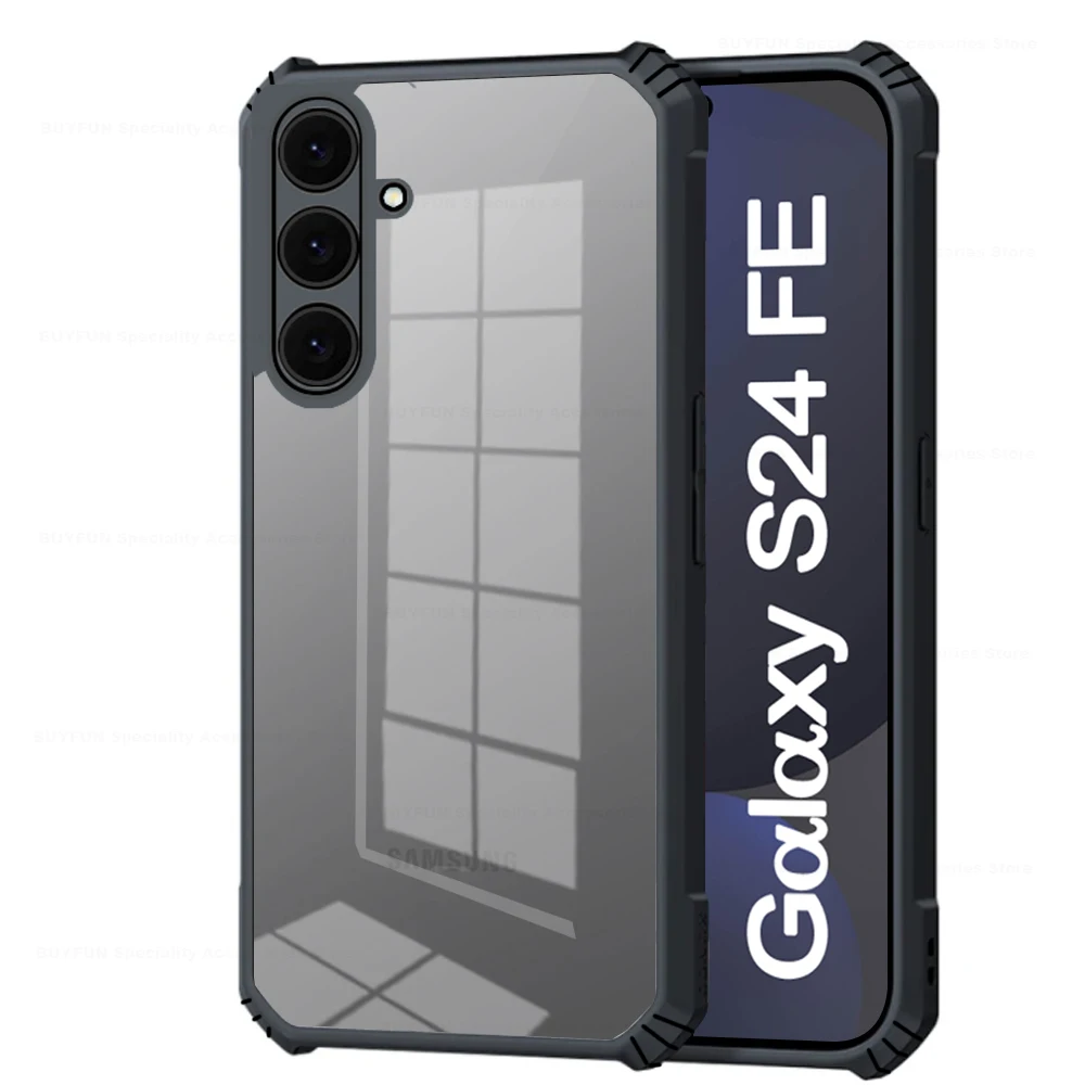 For Samsung Galaxy S24 FE Case Tire Pattern Clear Acrylic Cover Sumsung Smsung S 24FE 5G Camera Protect Shockproof Coques