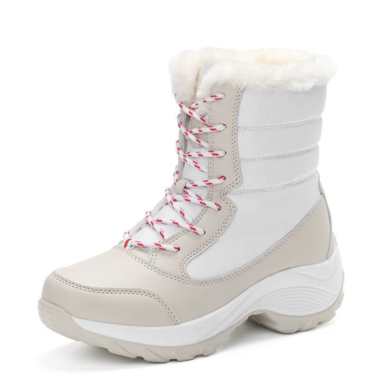 New Women's Shoes Snow Boots Female High Top Lace Up Female Tide Shoes Ladies Plus Down Warm Cotton Shoes Boots Waterproof Boots
