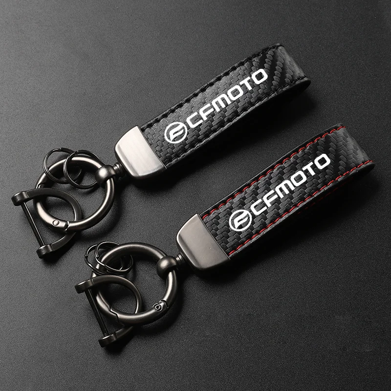 

Motorcycle Carbon Fiber Leather Keychain Horseshoe Buckle Jewelry for CFMOTO CF650 650NK 400NK 250NK 400GT 650MT Accessories