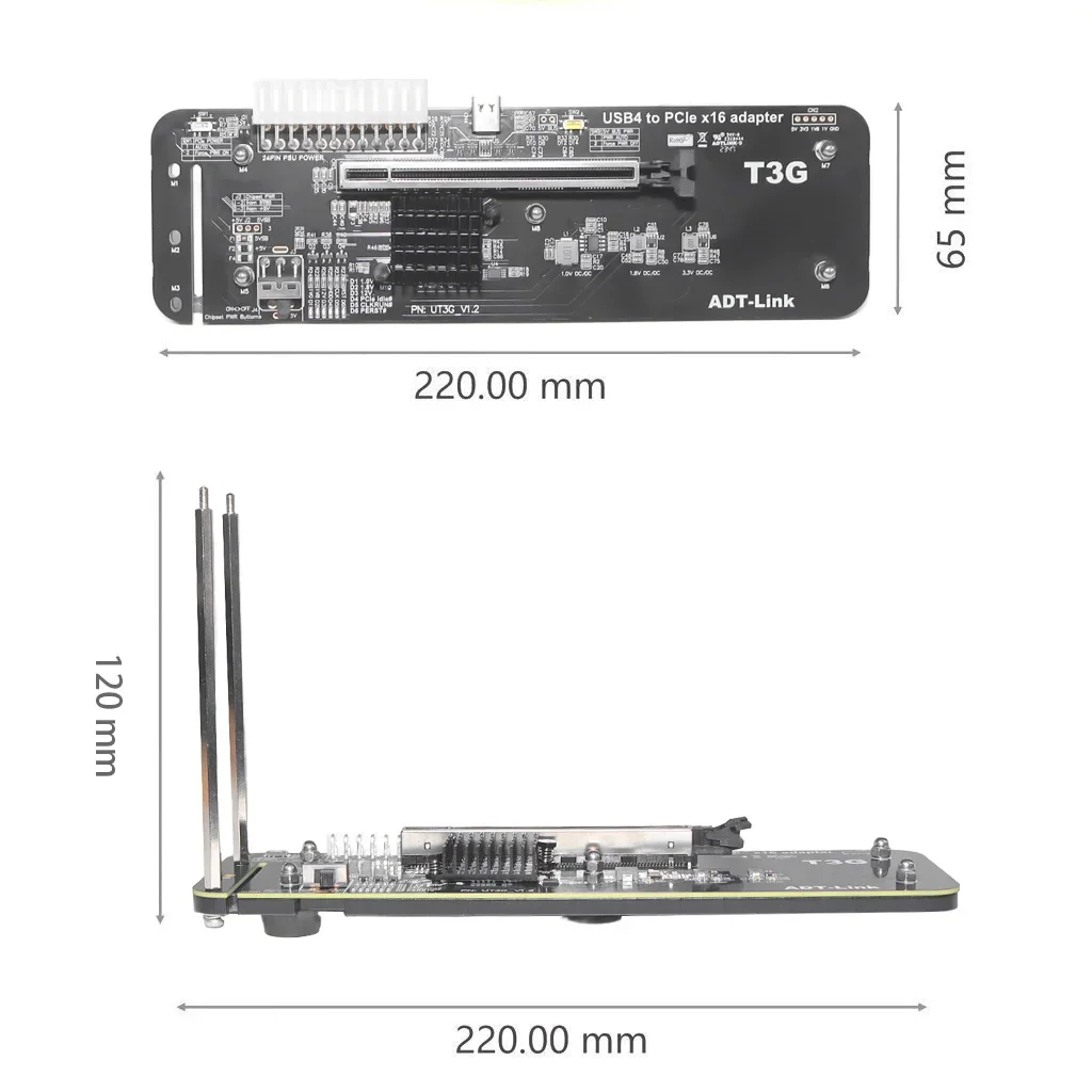 Фото ADT UT3G для NUC ITX STX видеокарта для ноутбука, ПК, внешняя док-станция для графического процессора, USB 4,0 к PCIe X16, адаптер eGPU, совместимый с Thunderbolt 4/3 №2
