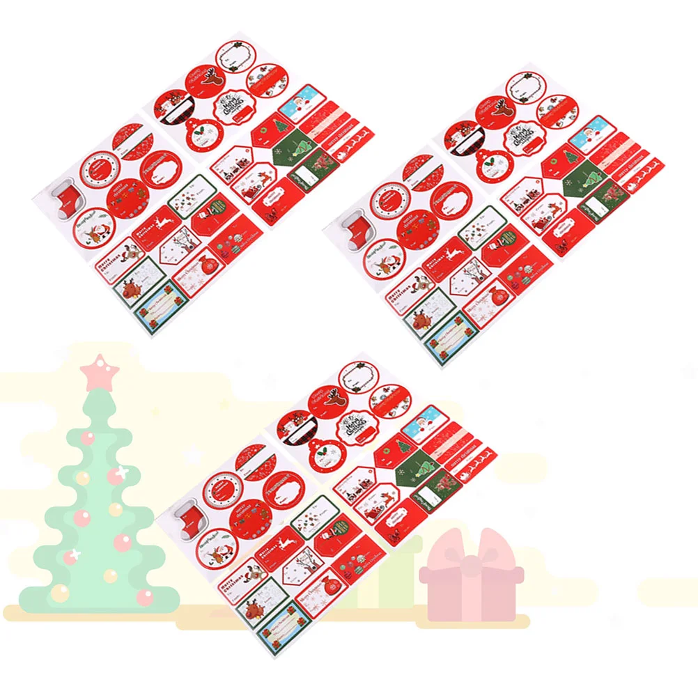 

3pcs Santa Name Stickers Assorted Stickers Name Sticker Sticker Name Sealing Label Paper Stickers for Kids