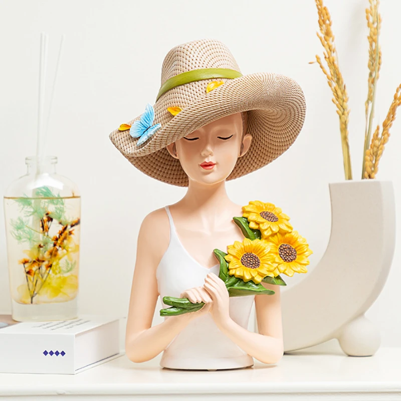 

Nordic Sunflower Girl Statue, Handicraft Ornaments, Creative Home Living Room TV Cabinet Bedroom Desktop Decoration Gifts
