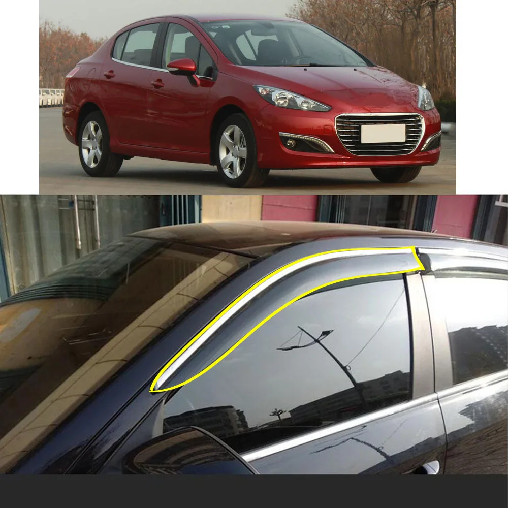 

Стикер для кузова автомобиля, пластиковое оконное стекло, ветрозащитный козырек, защита от дождя/солнца, запчасти для вентиляционных отверстий Peugeot 308 2011 2012 2013 2015