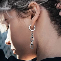 fashion retro dark o chain earrings for men and women hip hop without ear holes titanium steel ear ring goth jewelry accessories