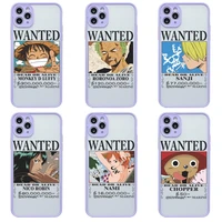 one piece luffy zoro nami phone case for iphone 13 12 11 pro max mini xs 8 7 plus x se 2020 light purple matte transparent cover