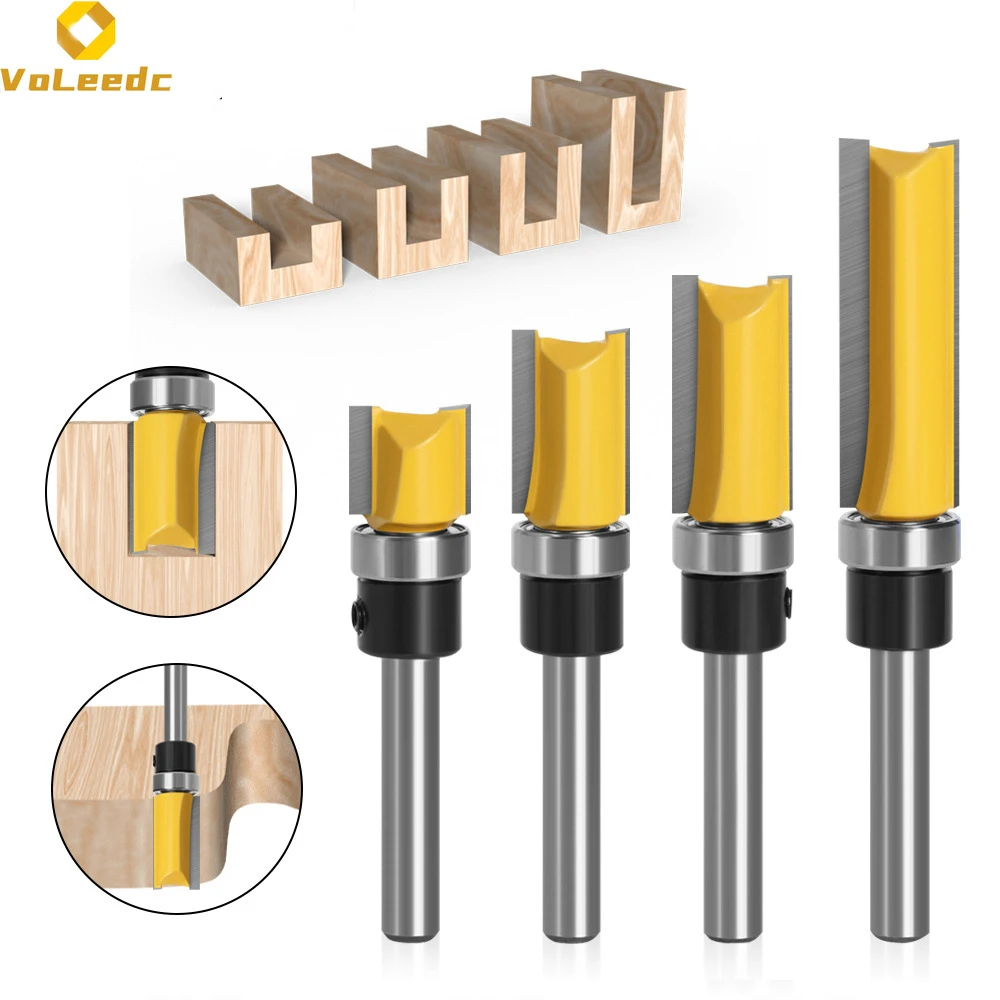 

1/4 хвостовик шаблон отделки шарнир долбежная фреза подшипник прямой резак Обрезной нож Расширенный прямой Резак деревообработка