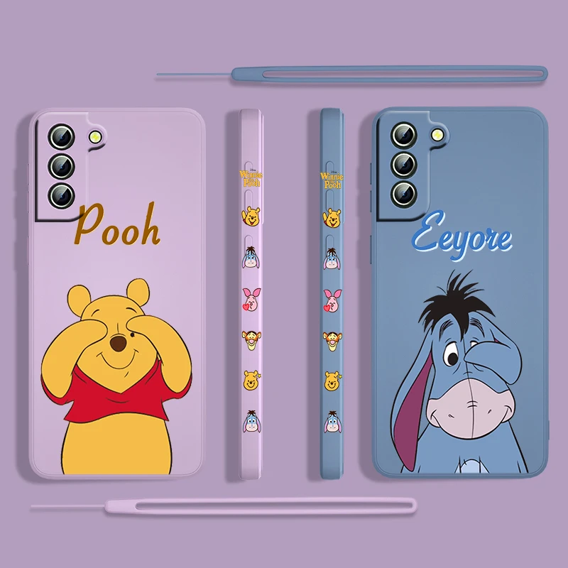 

Winnie The Pooh For Samsung Galaxy S23 S22 S21 S20 S10 Note 20 10 Ultra Plus Pro FE Lite Liquid Left Rope Phone Case Coque Capa