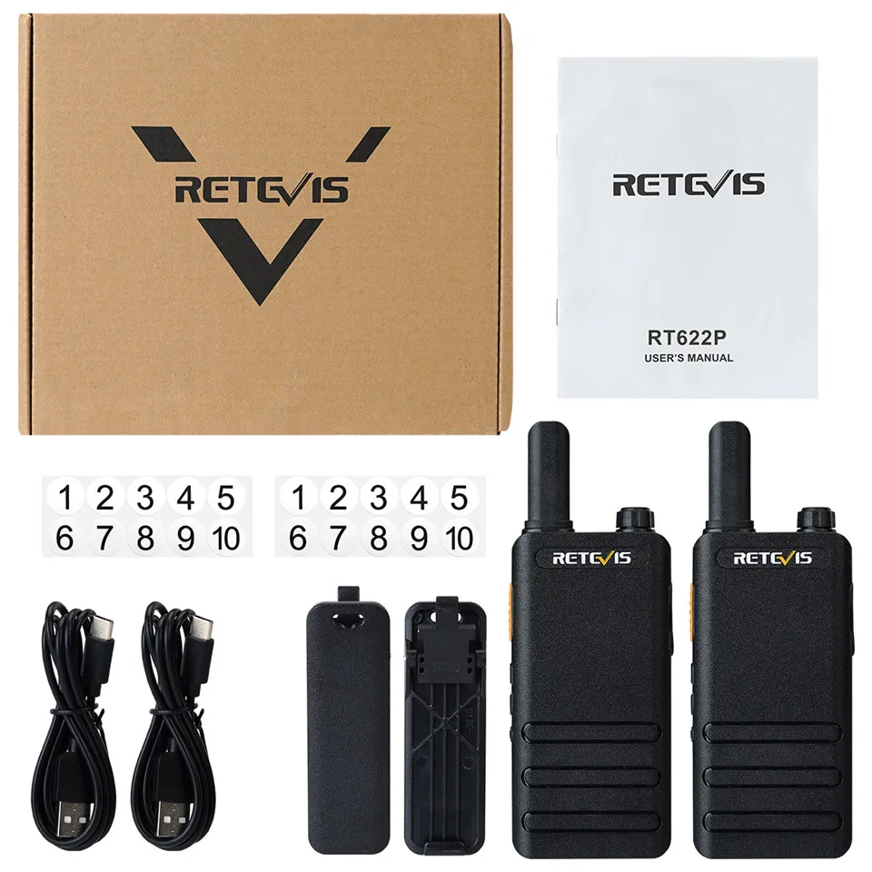 Мини ультра-тонкая рация Retevis RT622P USB Type C зарядка VOX портативная двухсторонняя PMR446