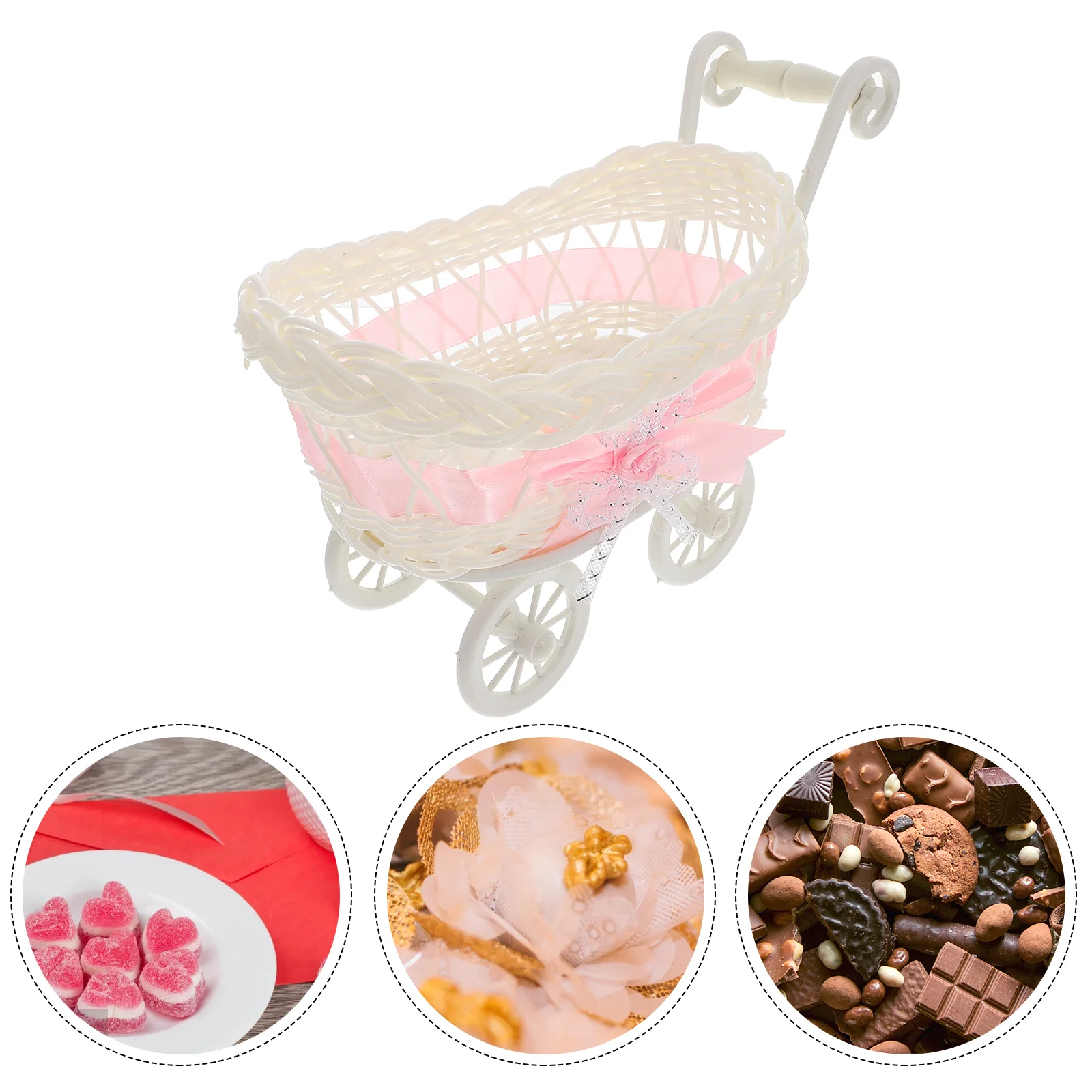 

Basket Baby Wicker Shower Stroller Woven Cartcutie Decorations Shopping Candy Flower Rattanstorage Mini Small Fruit Carriage
