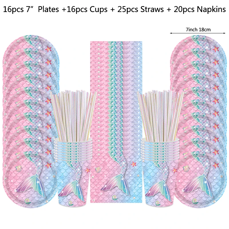 

Одноразовая посуда для вечеринки русалка ZQNYCY