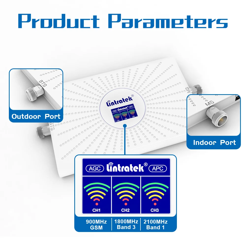 Cena Lintratek Nowy Ulepszony Wzmacniacz Sygnału 2G 3G 4G 900 1800 2100mhz 70dB 23dBm ALC AGC Wzmacniacz Sygnału Komórkowego LCD Mobilny Repeater