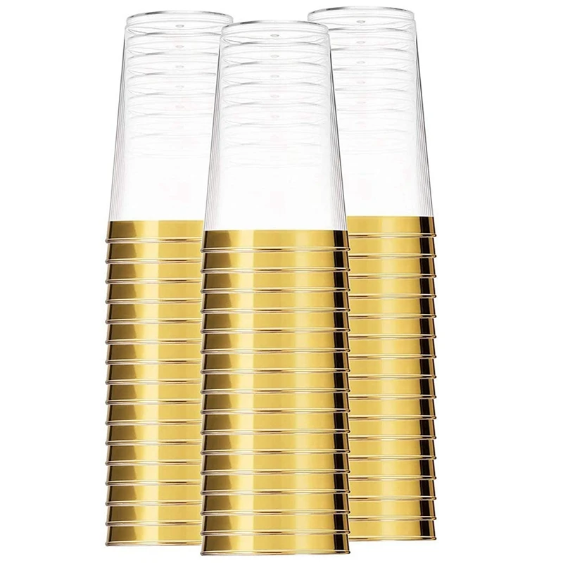Copas de plástico dorado para fiesta, vasos desechables para vino, vasos de plástico duro para cóctel