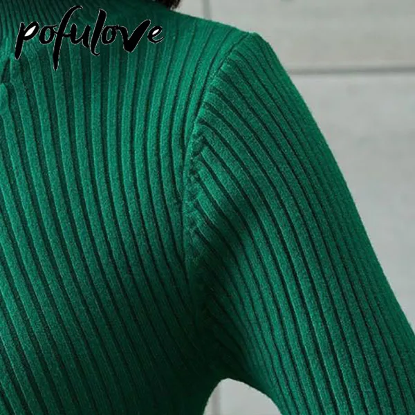 Женский свитер с высоким воротником длинный Однотонный пуловер трендовый